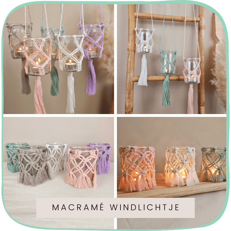 Workshop Kreadoe macramé windlichtje hangend of staand